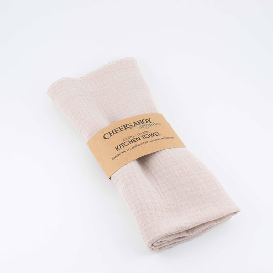 （9月4日發貨）有機平紋紗毛巾兩色選擇（可用作乾手布、嬰兒 Burp Cloth、廚房抹布）