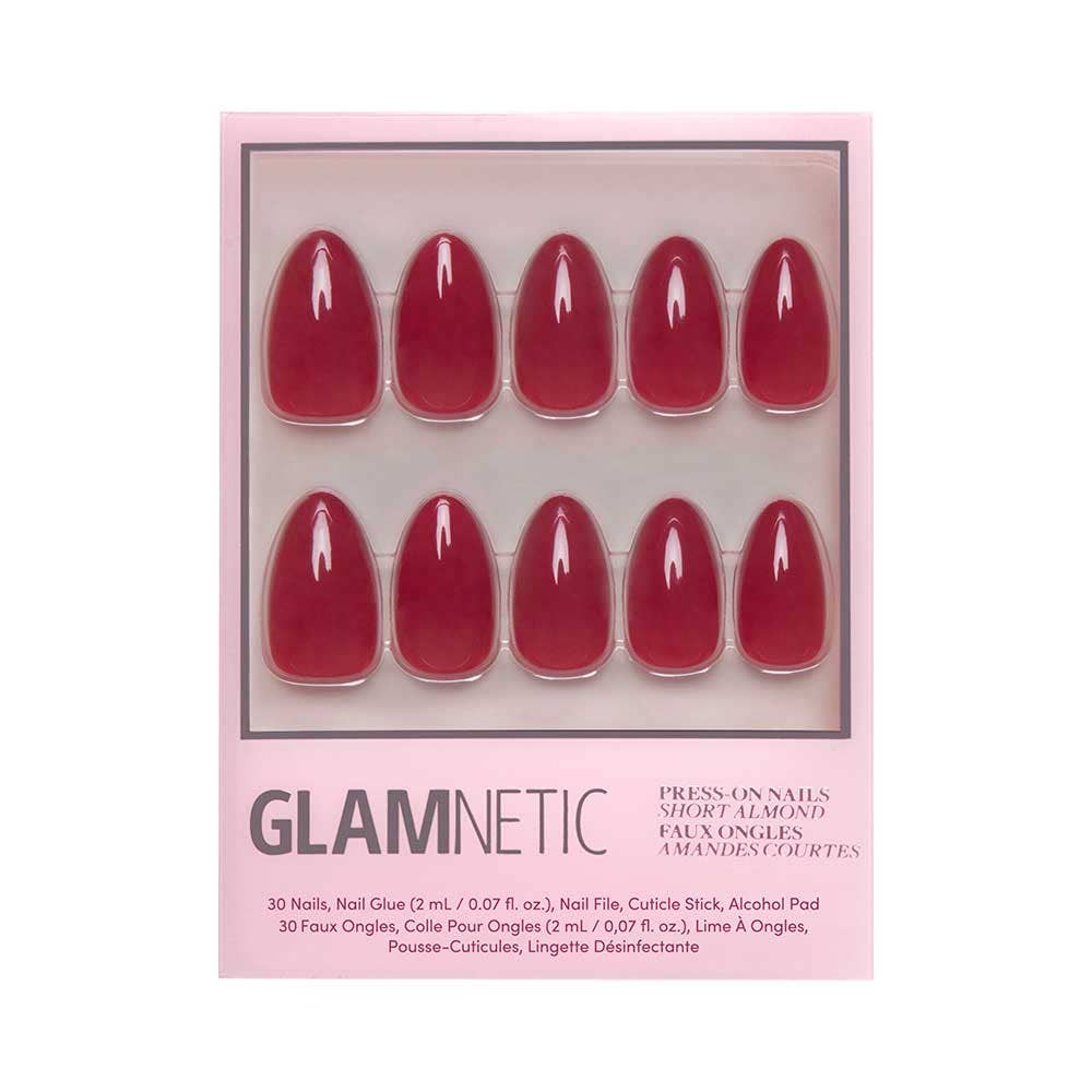 美國名牌貼甲品牌 Glamnetic：Classic Red | 短款｜杏仁形｜不透明