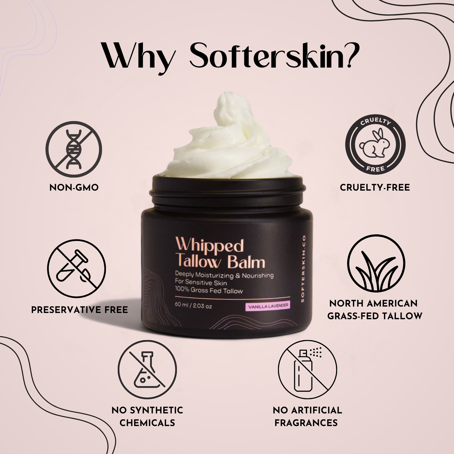 Softer Skin Co. 輕盈牛脂香草薰衣草萬用膏 (Whipped Tallow)（2oz）