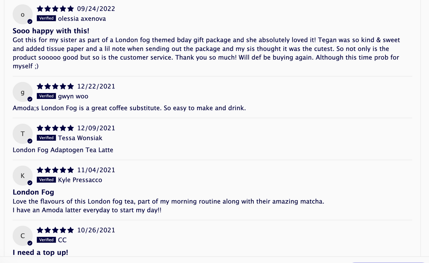 加拿大 Amoda London Fog 香草伯爵茶適應原拿鐵